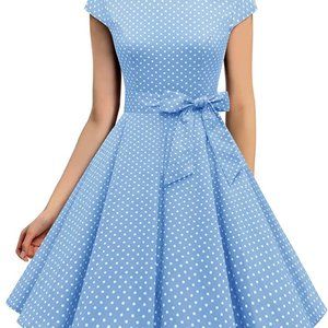 Vintage Dress A line 1950s Retro Rockabilly Dress Polka Dot Costume